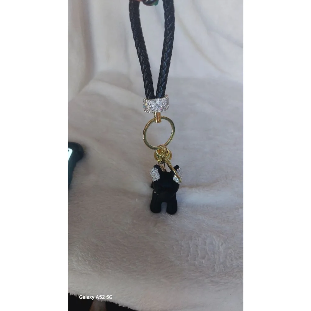 Oh, Frenchie - Black and Rhinestone with Gold Frenchie charm or Keychain